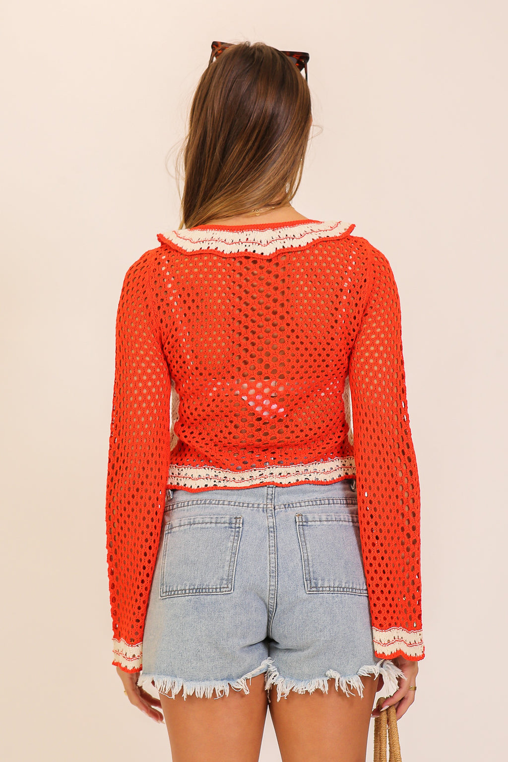 CROCHET TIE-FRONT CARDIGAN TOP