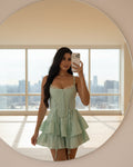The Pastel Coquette Lace-Up Mini Dress